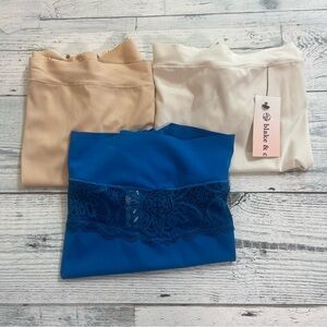 Blake & Co Plus Size 3 Pair Nylon Spandex Lace Thongs  3X NEW